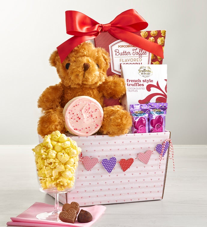 My Valentine Bear & Sweets Basket